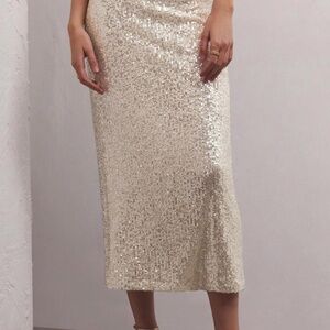 * Z Supply Saturn Skirt Small XS SEQUIN midi long Stardust S NEW NWT cream ivory